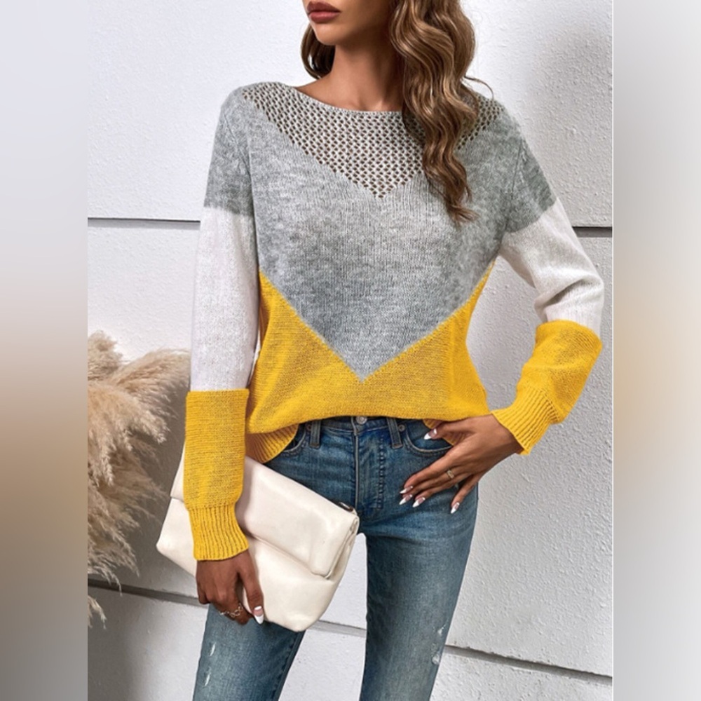 Openwork Color Block Sweater - Picture 8 of 12